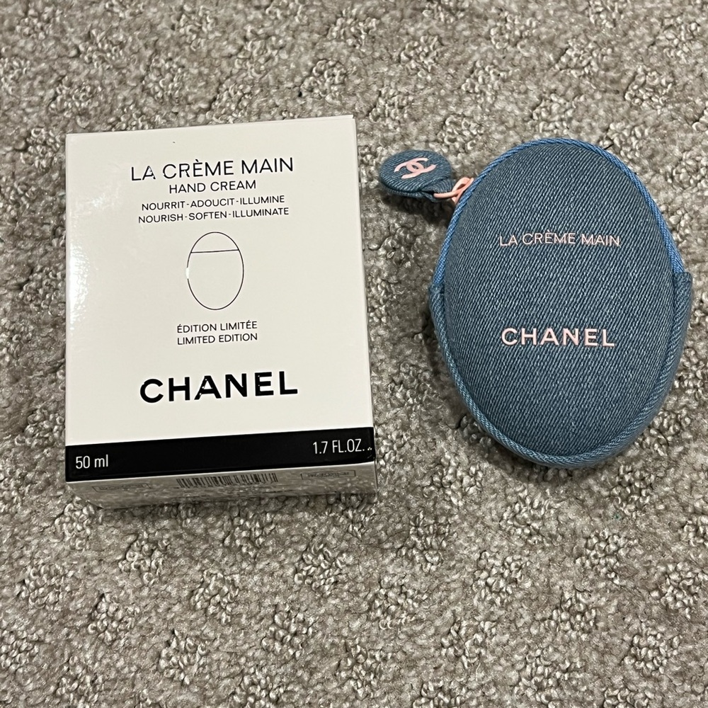 Chanel hand cream with denim pouch